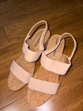 Lucky Brand Blush Pink Cork Slingback Sandals